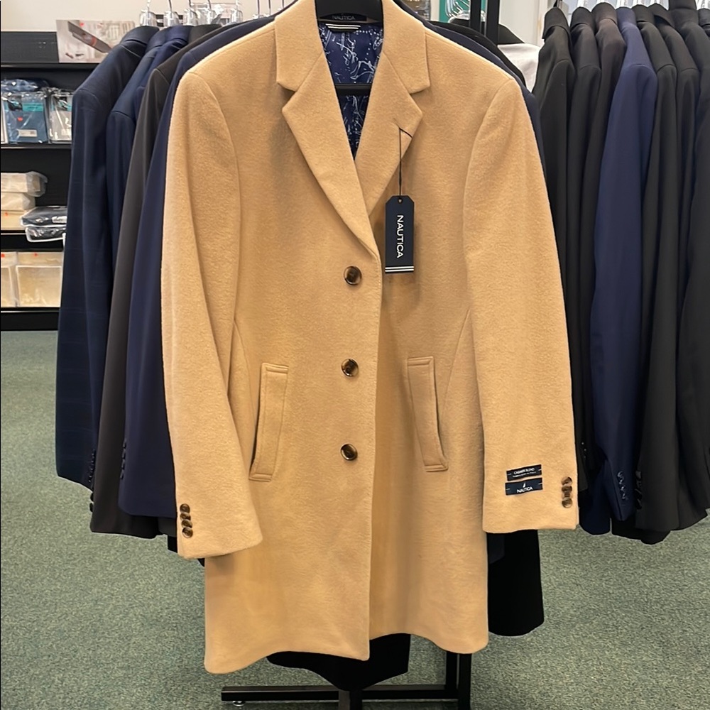 Nautica Tan Trench Coat Classic Tailored Design